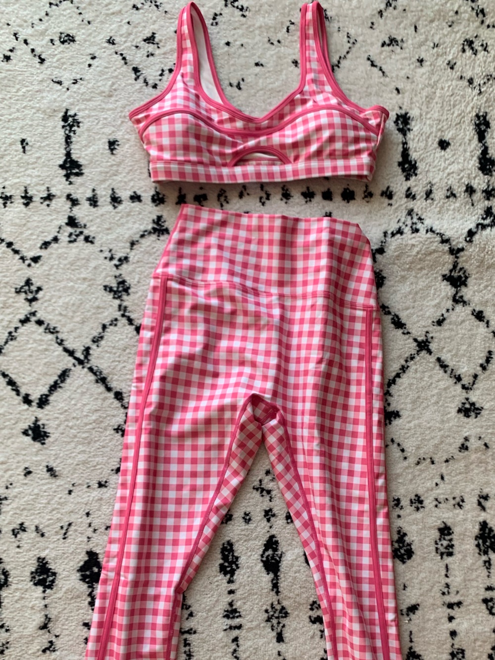 Beach Riot Sport Pink Gingham Workout Set